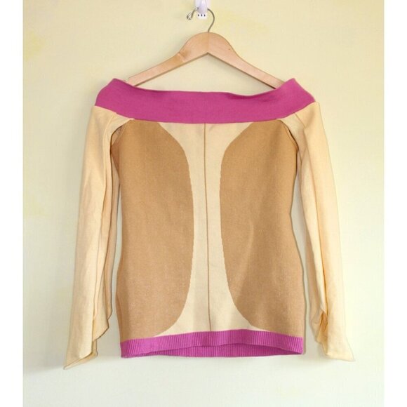 Elhoffer Design Women's Y2K top size Large Hippie Color Block Pink & Yellow USA - Picture 7 of 9